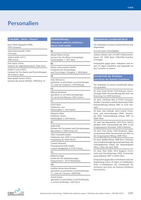2007-30 Personalien - Schweizerische Ärztezeitung