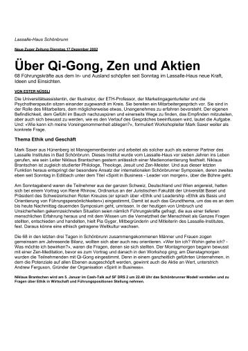 Über Qi-Gong, Zen und Aktien - Lassalle-Institut
