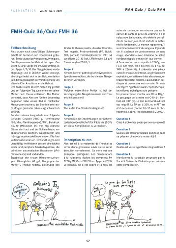FMH-Quiz 36/Quiz FMH 36 - Société Suisse de Pédiatrie