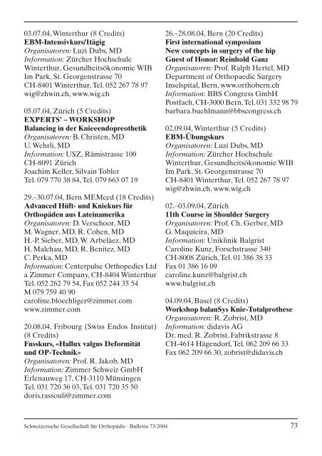 SGO/SSO Bulletin 73 - Schweizerische Gesellschaft für Orthopädie ...