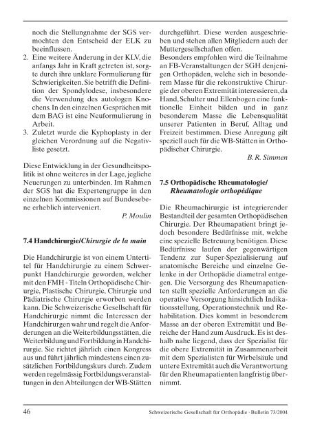 SGO/SSO Bulletin 73 - Schweizerische Gesellschaft für Orthopädie ...