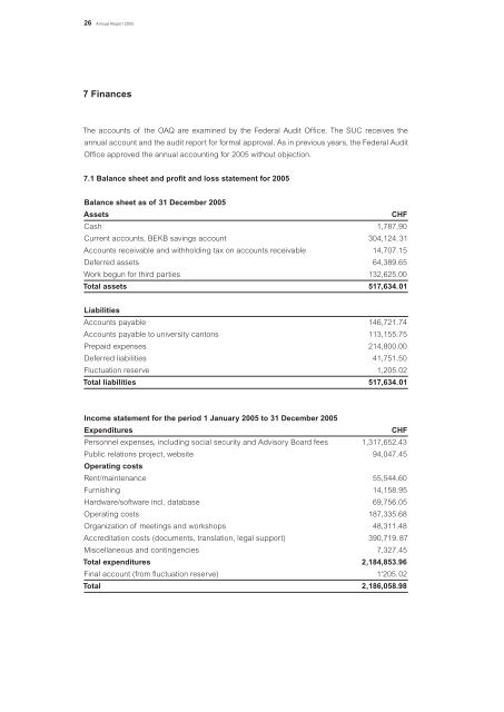 Annual report 2005, PDF - OAQ Organ für Akkreditierung und ...