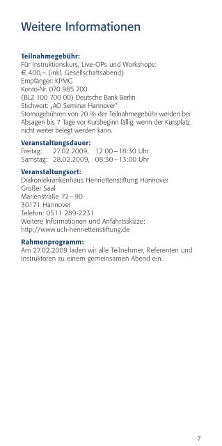 AO Seminar Hannover - Henriettenstiftung Hannover