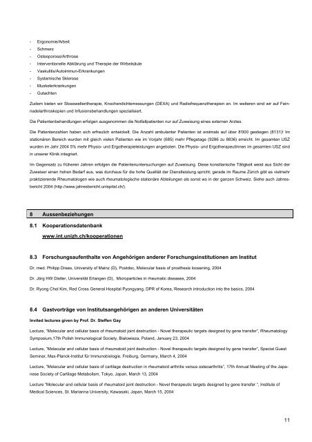 sikalische Medizin Akademischer Bericht 2004 - Rheumaklinik ...