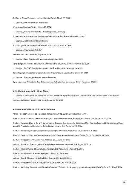 sikalische Medizin Akademischer Bericht 2004 - Rheumaklinik ...