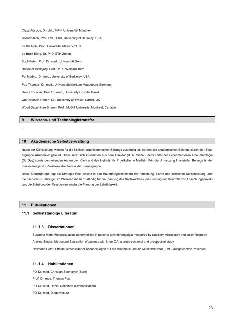 sikalische Medizin Akademischer Bericht 2004 - Rheumaklinik ...