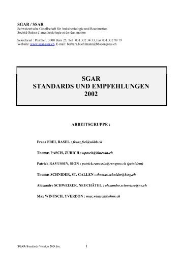 SGAR Standards und Empfehlungen 2002 - Schweizerische ...