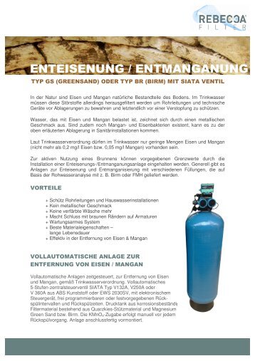 Download Datenblatt Enteisenung / Entmanganung - Rebecca Filter