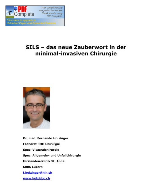 SILS – das neue Zauberwort in der minimal-invasiven Chirurgie