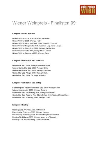 Wiener Weinpreis Finalisten 09
