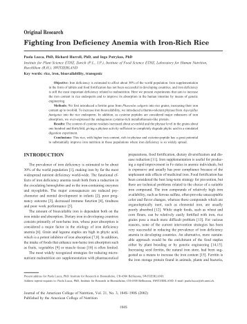 Fighting Iron Deficiency Anemia with Iron-Rich Rice - Journal of the ...