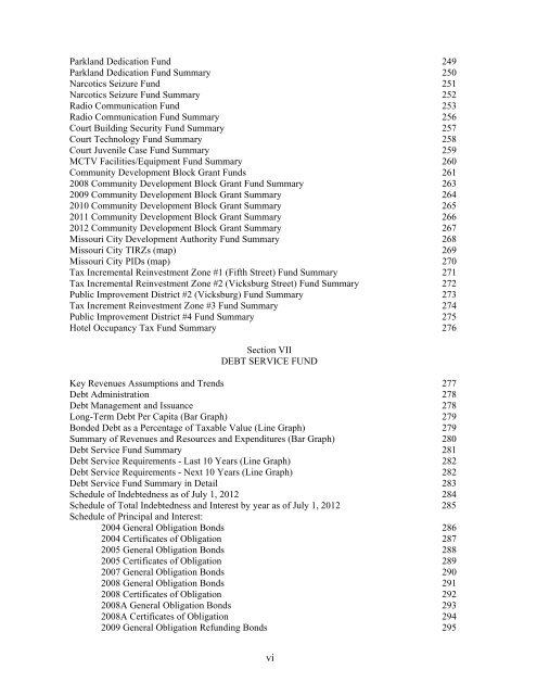 FY 2013 Operating Budget.pdf - Missouri City, TX - Official Website