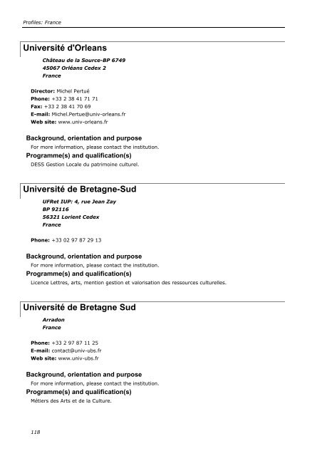 Training in cultural policy and management: international ... - Encatc