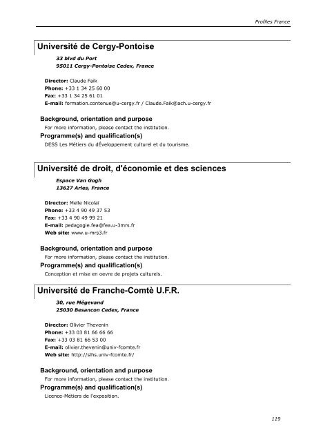 Training in cultural policy and management: international ... - Encatc