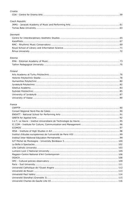 Training in cultural policy and management: international ... - Encatc