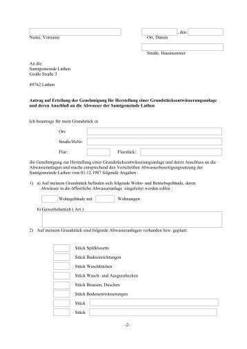 Entwässerungsantrag - Samtgemeinde Lathen