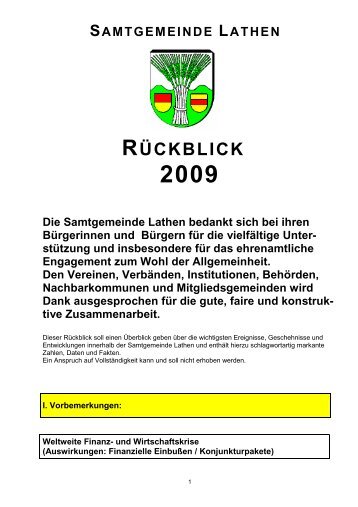 Rückblick Samtgemeinde 2009 - Samtgemeinde Lathen