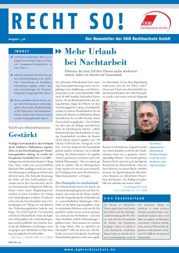 Mehr Urlaub bei Nachtarbeit - DGB Rechtsschutz