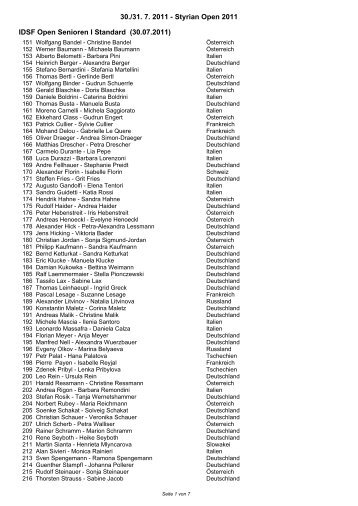 30./31. 7. 2011 - Styrian Open 2011 IDSF Open Senioren I Standard ...
