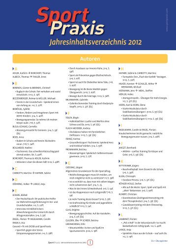 Jahresinhaltsverzeichnis 2012.indd - SportPraxis