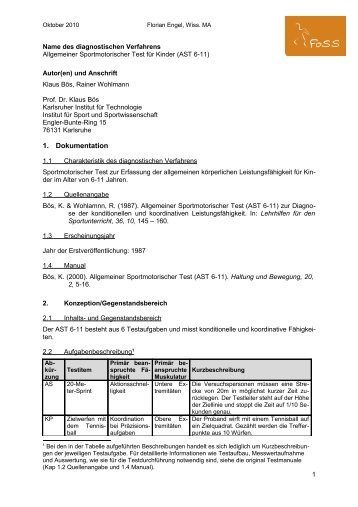 Allgemeiner Sportmotorischer Test für Kinder (AST 6-11