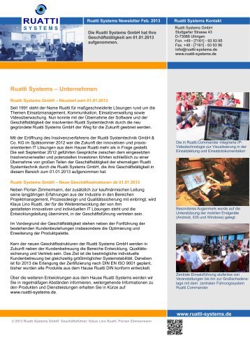 Aktueller Ruatti-Systems Newsletter Februar 2013