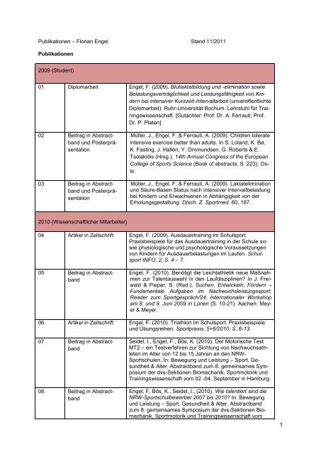 Publikationen und Vorträge – Florian Engel - Institut für Sport und ...