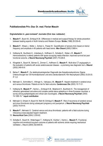 Publikationsliste Priv.-Doz- Dr. med. Florian Masuhr