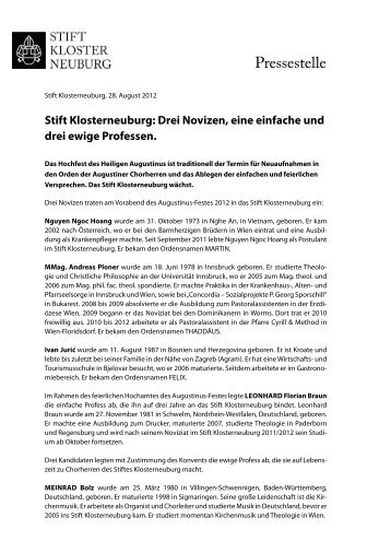 presse-augustini 2012 (pdf, 58.84 KB) - Stift Klosterneuburg