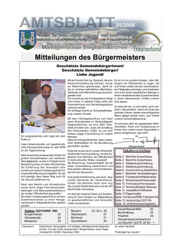 Mitteilungen des Bürgermeisters - Sieghartskirchen