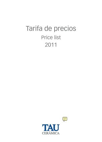 Tarifa de precios cerámicas Tau 2011. Price list - Venespa