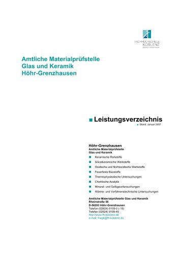 Amtliche Materialprüfstelle Glas und Keramik Höhr-Grenzhausen ...