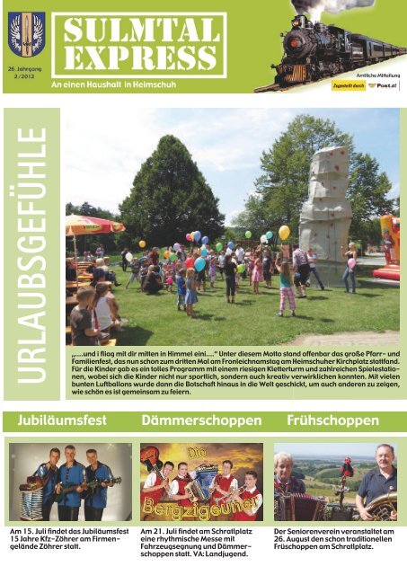 Jubiläumsfest Dämmerschoppen Frühschoppen - Gemeinde ...