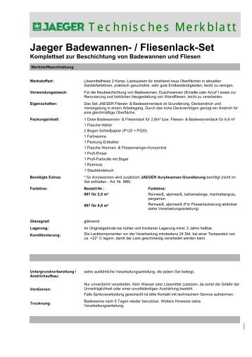 Technisches Datenblatt - Paul Jaeger GmbH & Co. KG