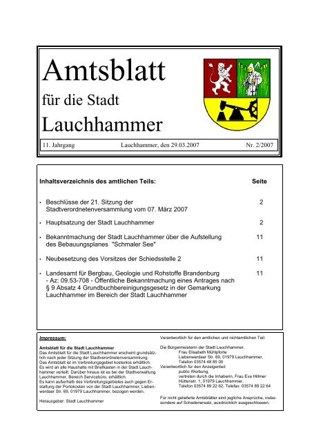 Amtsblatt 02/2007 - Stadt Lauchhammer