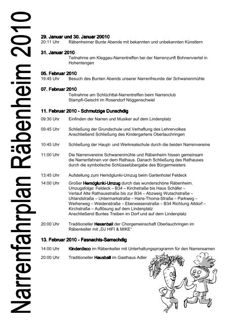 Narrenfahrplan Räbenheim 2010 - Lauchringen