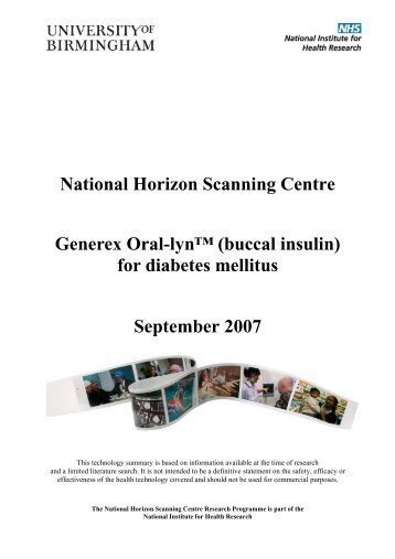 Generex Oral-lyn™ (buccal insulin) for diabetes mellitus - National ...