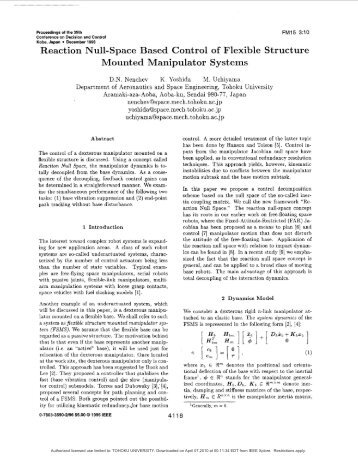 Reaction Null-space Based Control of Flexible Structure Mounted ...