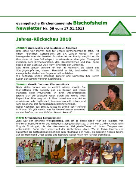 NL Nr.06 Jahresrueckschau 2010 - Evangelischen ...