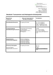 Steckbrief Onkologischer Schwerpunkt Ludwigsburg/Bietigheim