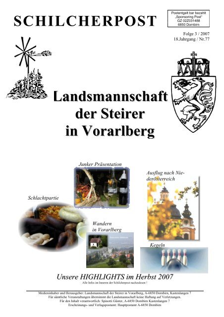 Schilcherpost Ausgabe 3_2007 - Landsmannschaft der Steirer in ...