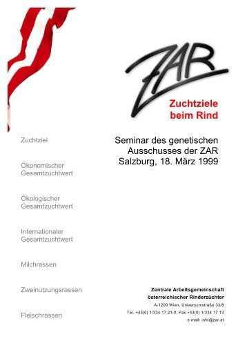 Zuchtziele beim Rind - Zentrale Arbeitsgemeinschaft ...