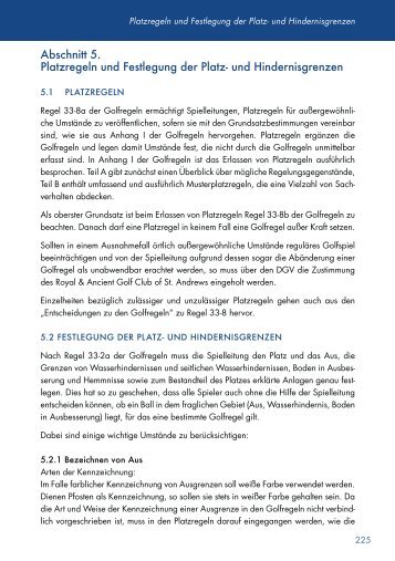 Abschnitt 5. Platzregeln und Festlegung der Platz - Golf.de