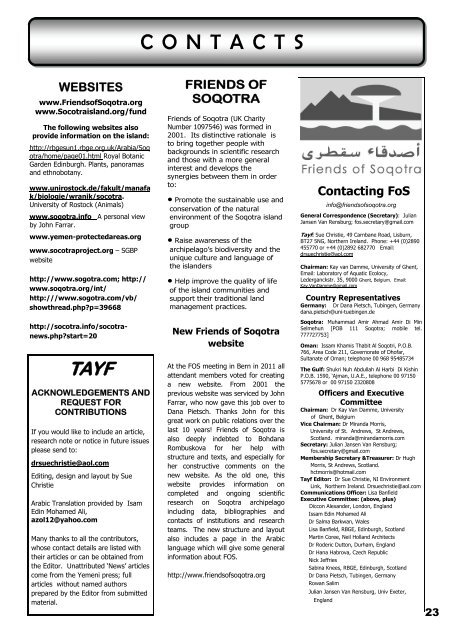 TAYF the Soqotra Newsletter - Friends of Soqotra