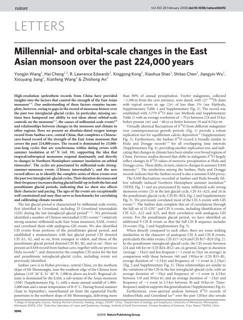 Millennial- and orbital-scale changes in the East