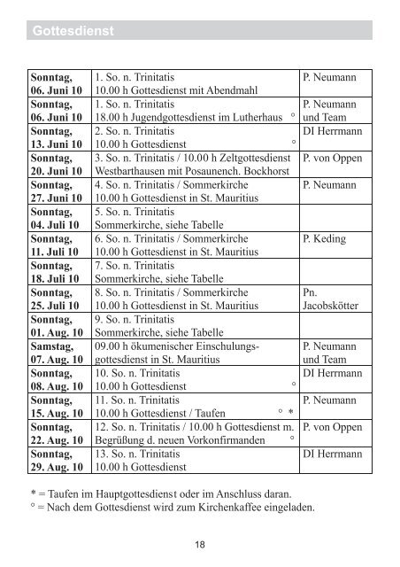 Kontakte - St. Mauritius Kirchengemeinde