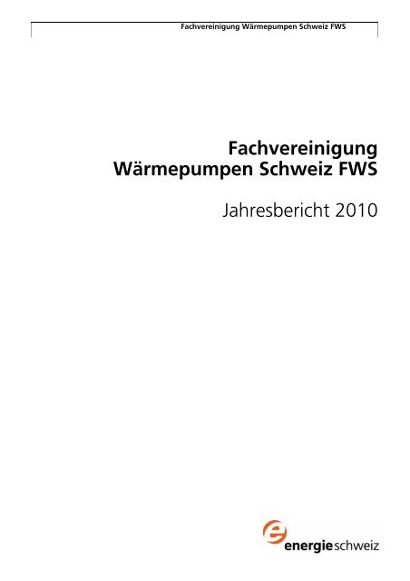 Fachvereinigung Wärmepumpen Schweiz FWS - Bundesamt für ...