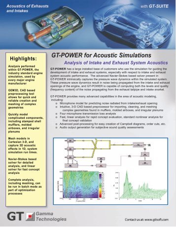 GT-POWER for Acoustic Simulations