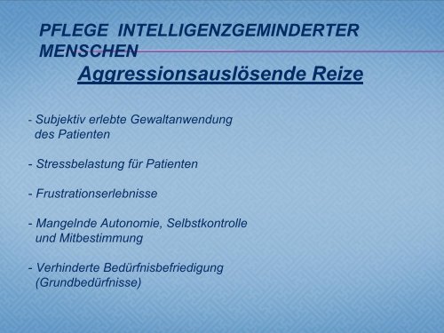 Pflege und Betreuung von Menschen mit Intelligenzminderung Vortrag