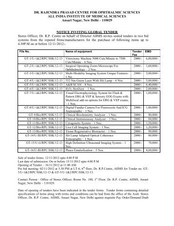 Global Tender List - All India Institute of Medical Sciences